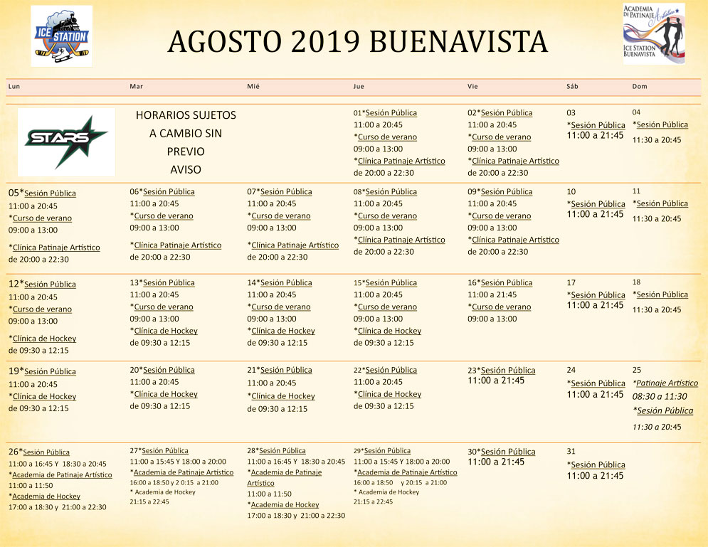 Calendario Agosto Buenavista